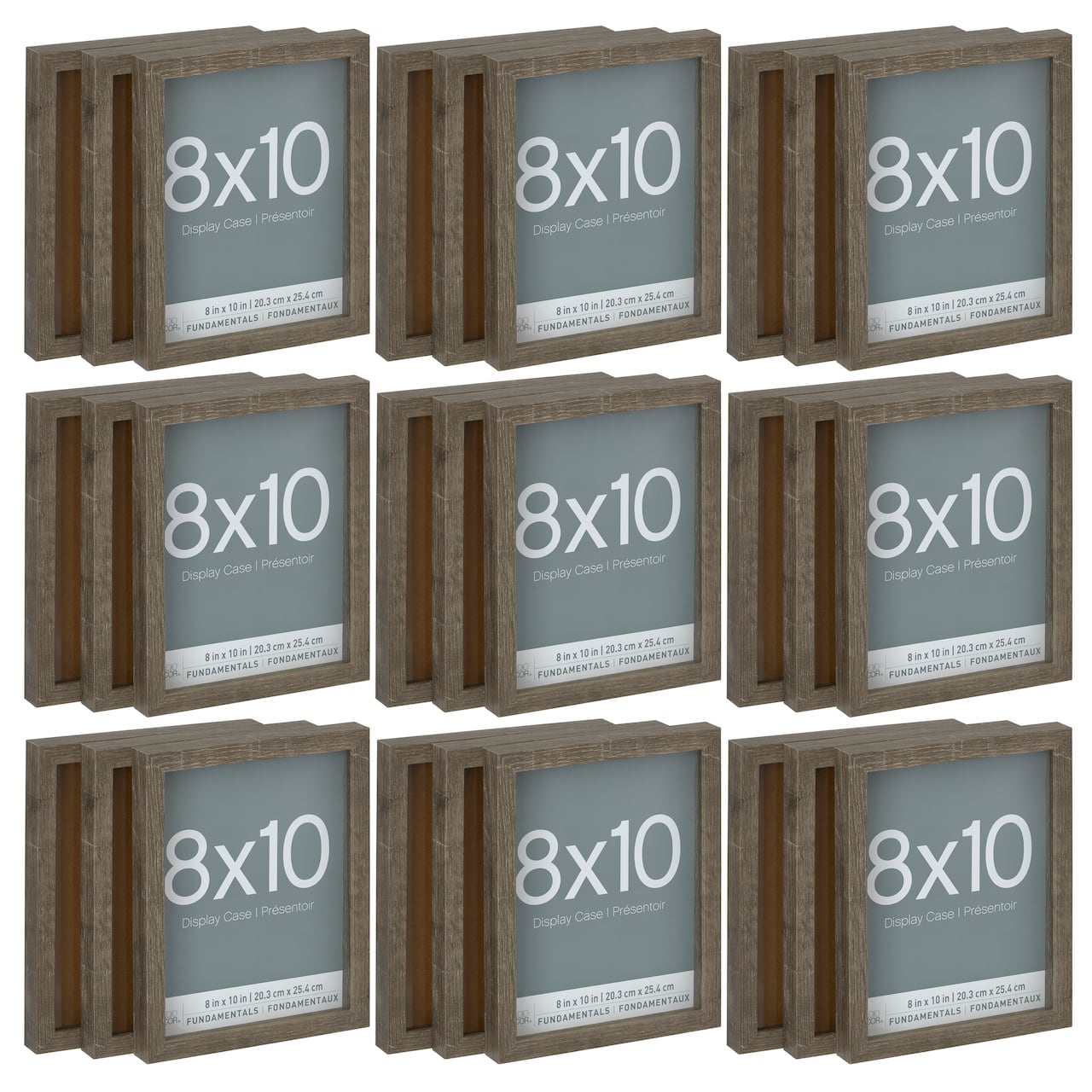 9 Packs: 3 ct. (27 total) Gray Fundamentals 8" x 10" Display Case by Studio Décor®